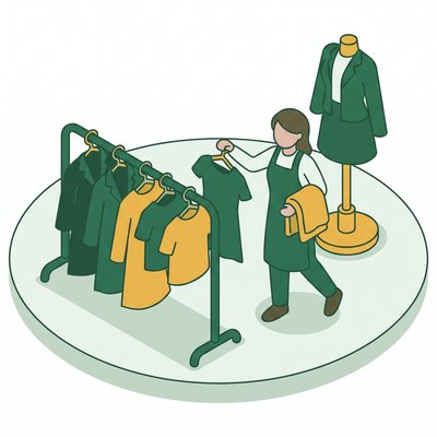 アパレルスタッフの仕事の様子のイラスト