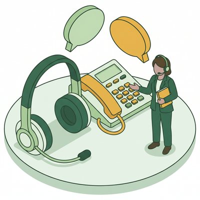 コールセンタースタッフの仕事の様子のイラスト