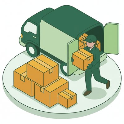 引っ越し営業の仕事の様子のイラスト