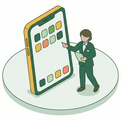 携帯販売スタッフの仕事の様子のイラスト