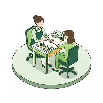 ネイリストの仕事の様子のイラスト