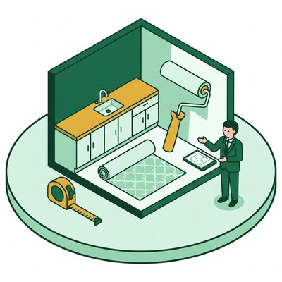 リフォーム・中古住宅の営業のイラスト