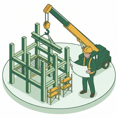 施工管理の仕事の様子のイラスト